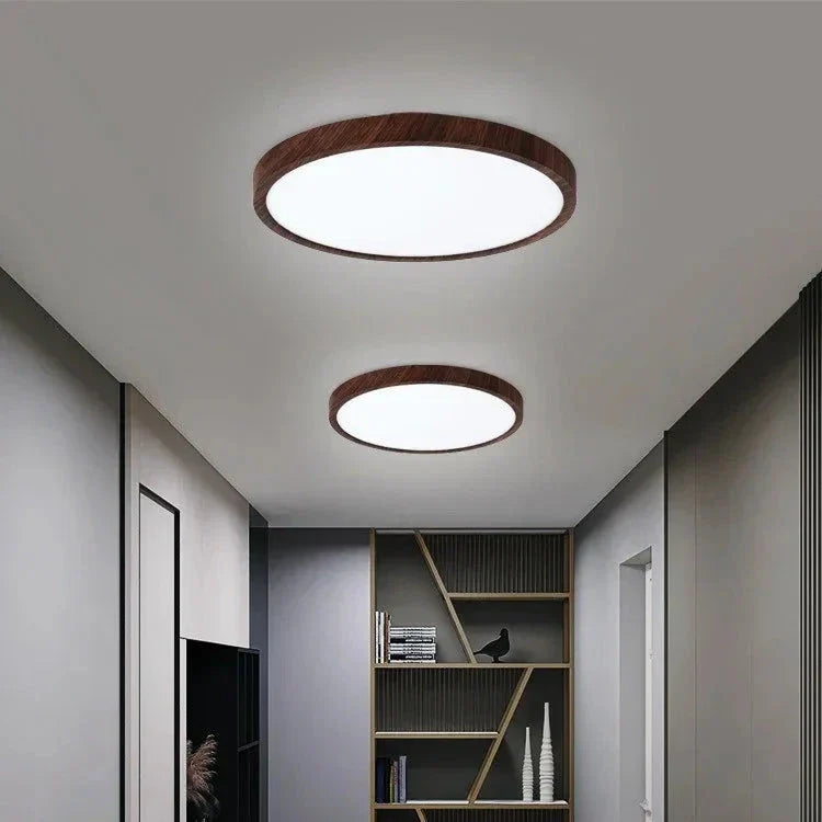 Slim Wooden Round Ceiling Lamp For Living Room