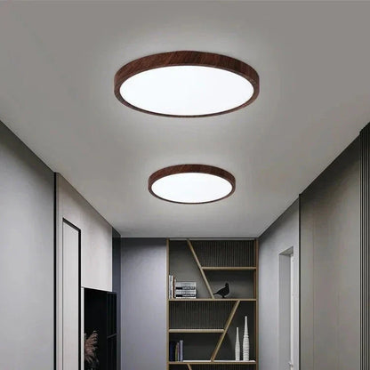 Slim Wooden Round Ceiling Lamp For Living Room