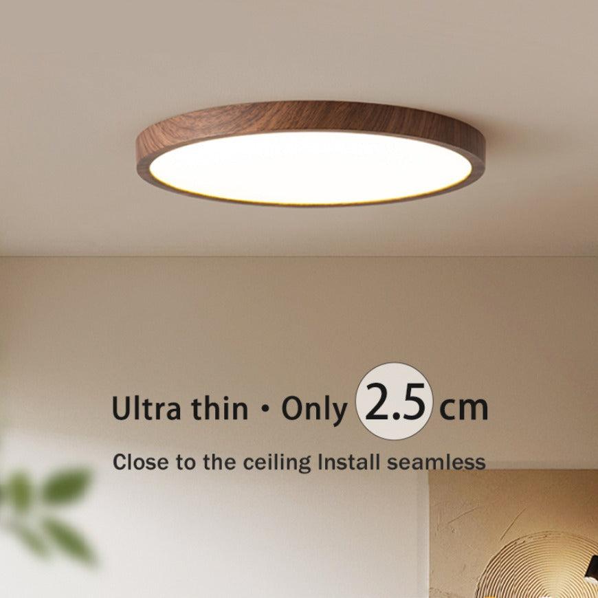 Slim Wooden Round Ceiling Lamp For Living Room