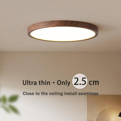 Slim Wooden Round Ceiling Lamp For Living Room