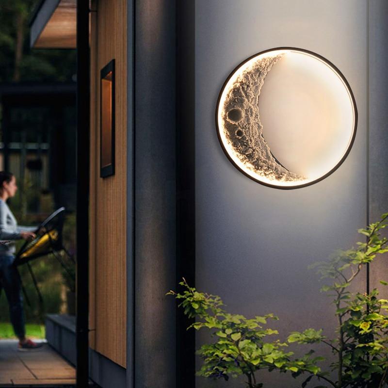 Silver Outdoor Moon LED Wall Lamp