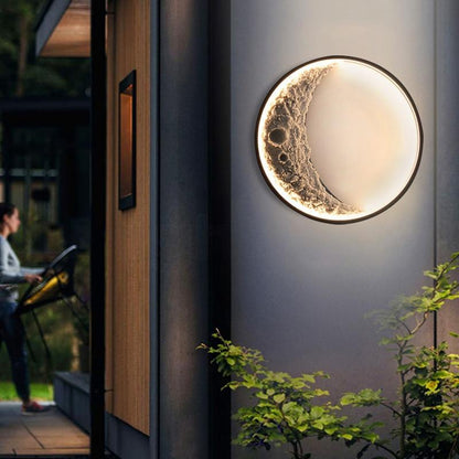 Silver Outdoor Moon LED Wall Lamp