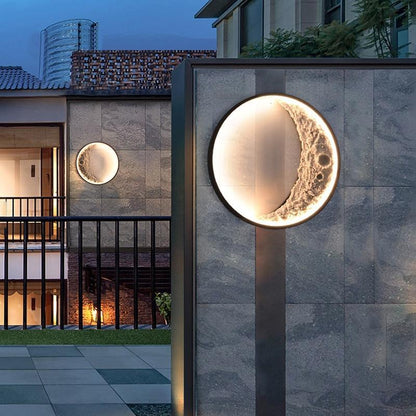 Silver Outdoor Moon LED Wall Lamp
