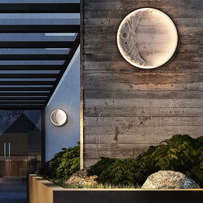 Silver Outdoor Moon LED Wall Lamp