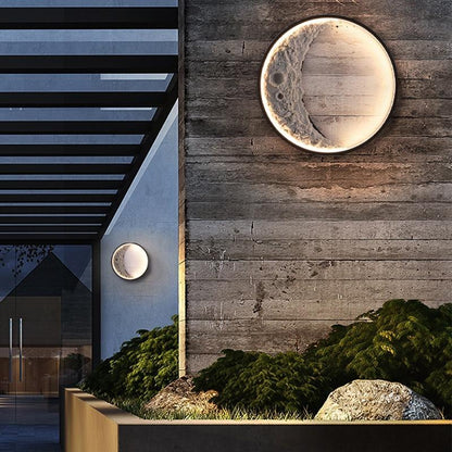 Silver Outdoor Moon LED Wall Lamp