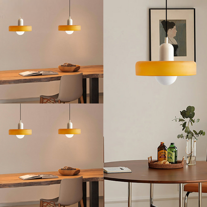 Vintage Red Glass Pendant Lamp with Textured Shade