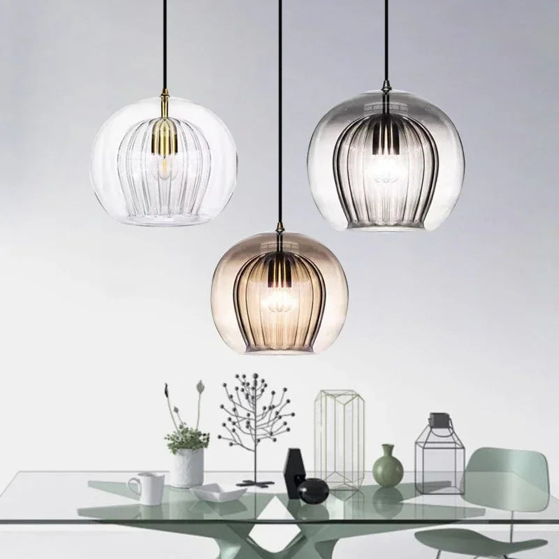 Sleek Smoked Glass Pendant Lighting Fixture - Lusomart