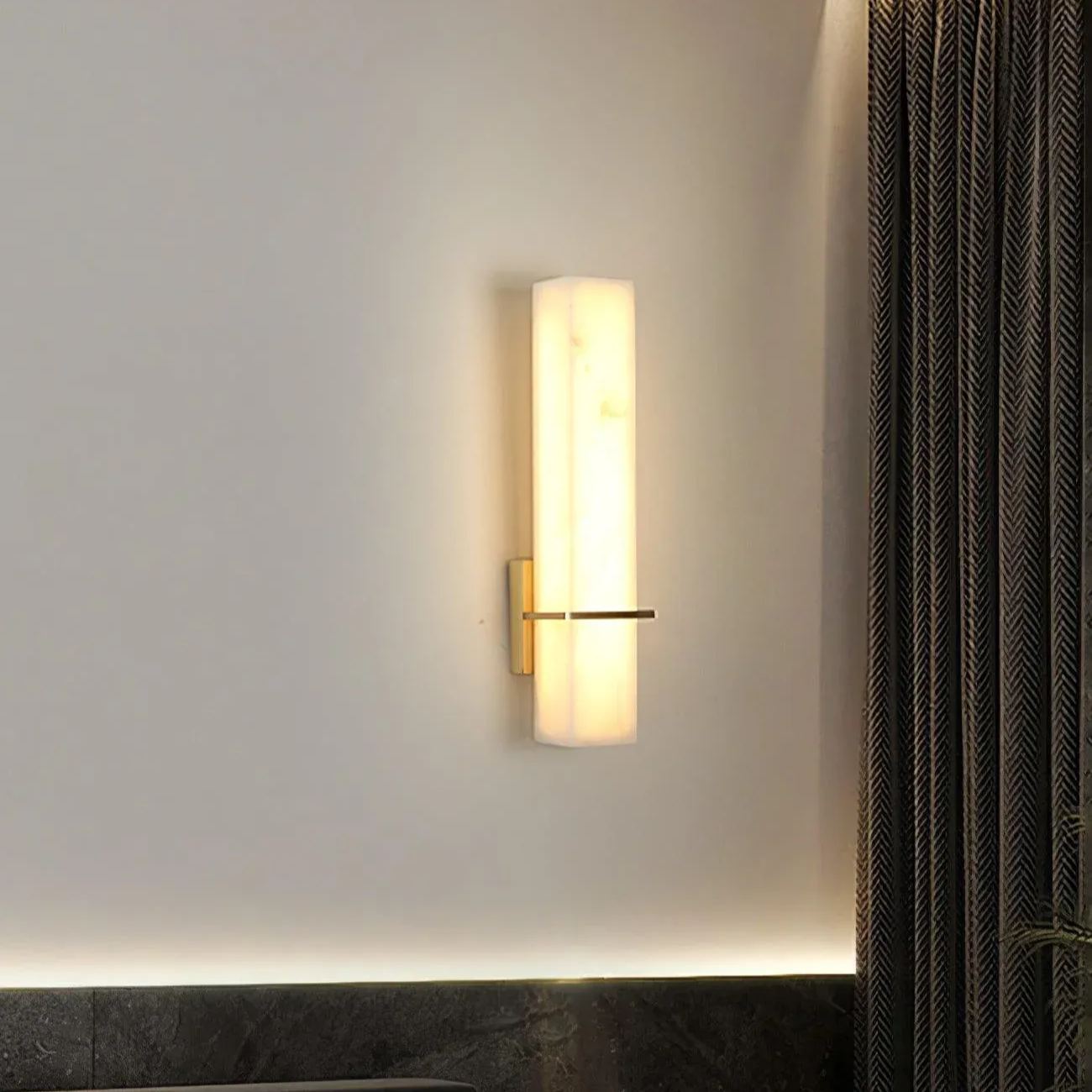 Tall Modern Wall Light With Warm LED Ambient Glow