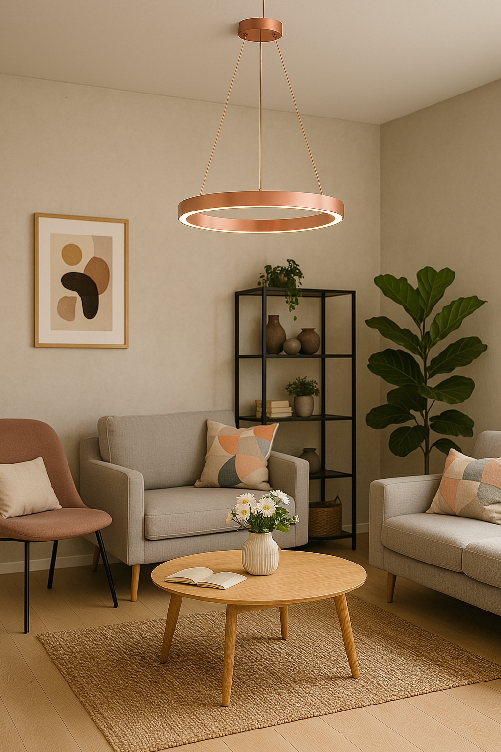 Bright Round LED Pendant Light for Home and Office