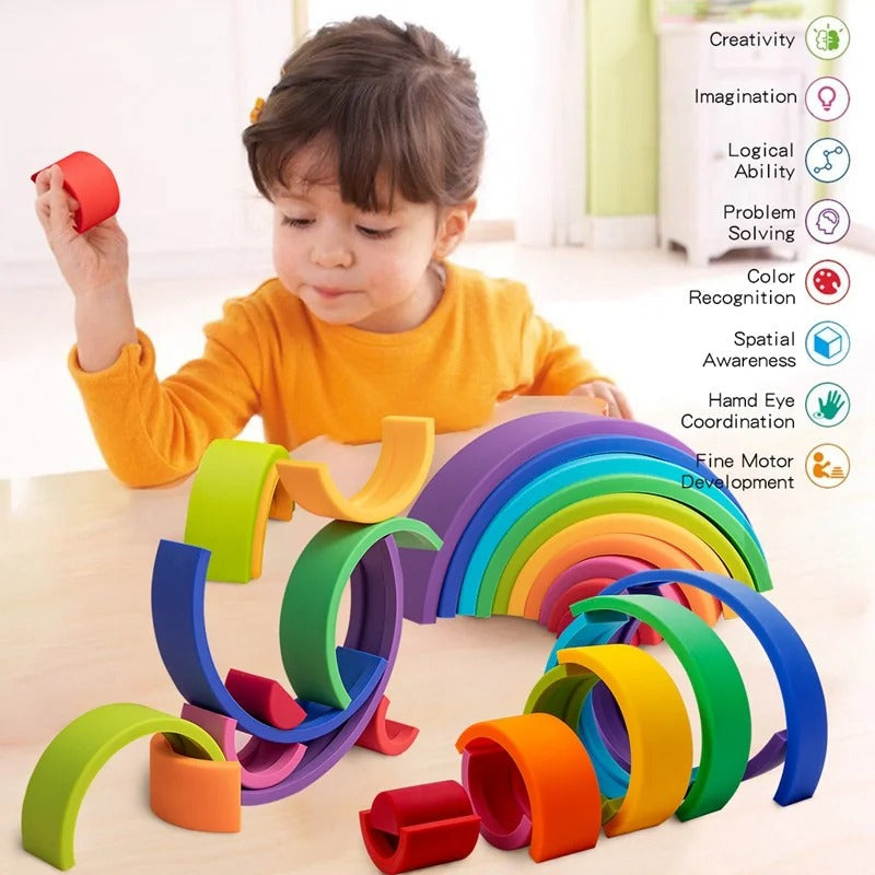 Educational Wooden Block Stacking Toy Set - Lusomart