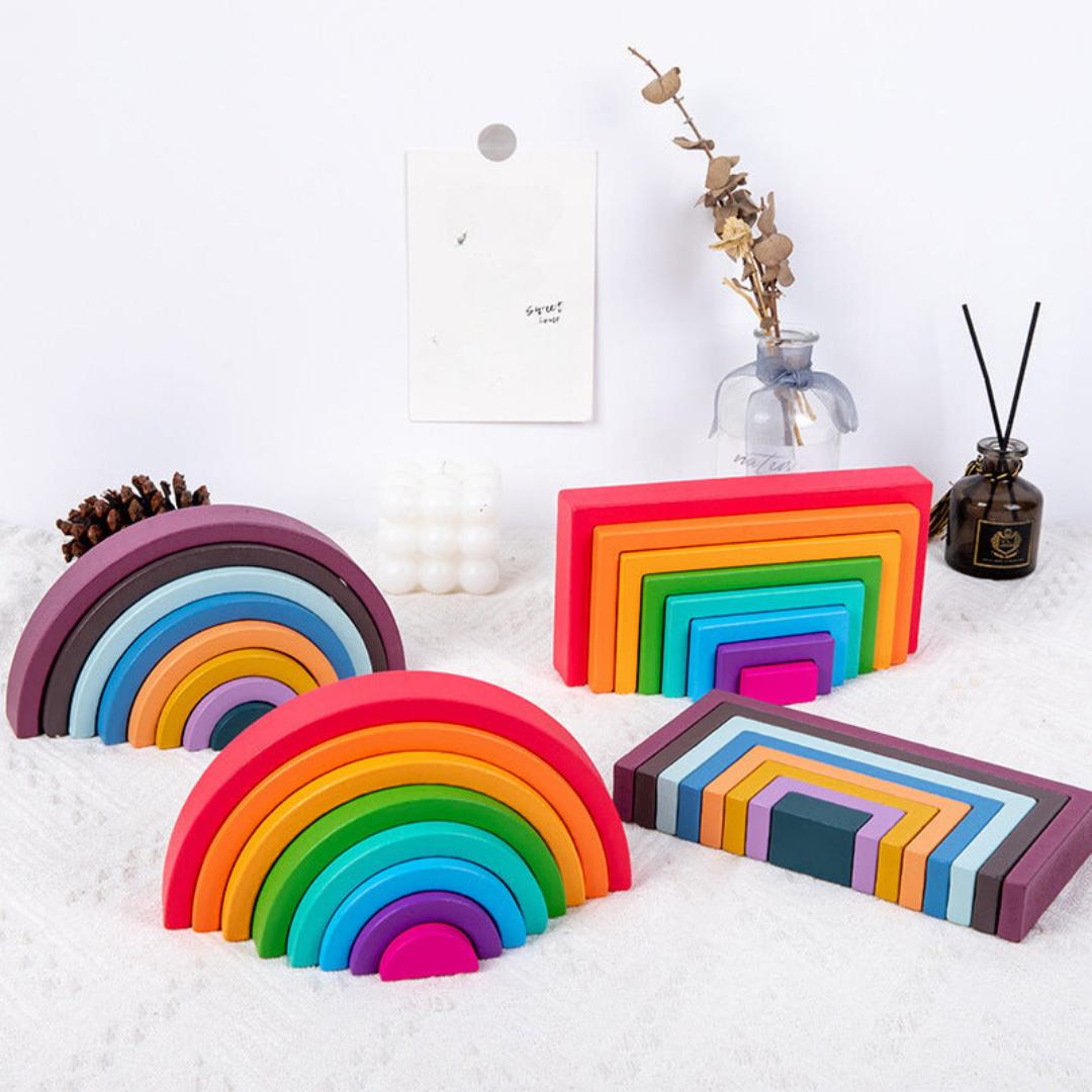 Montessori color wooden building blocks 1