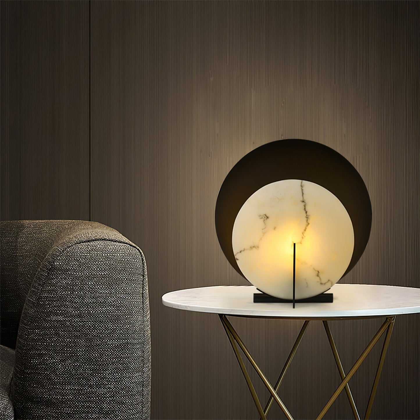 Soft White Round Table Lamp with Warm Ambient Light - Lusomart