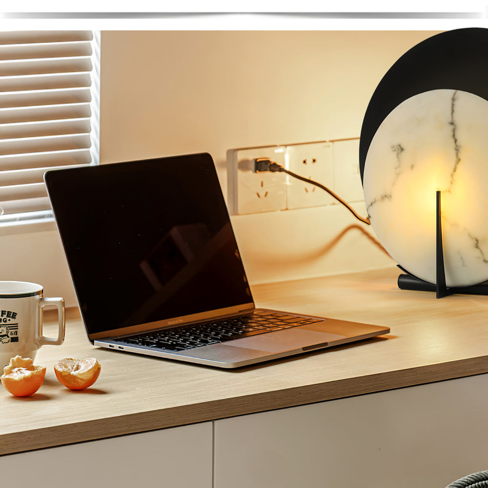 MoonLuxe – Elegant Alabaster Disk Lamp 5