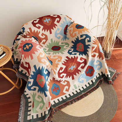 Plaid Geometric Edge Throw Sofa Cover Blanket