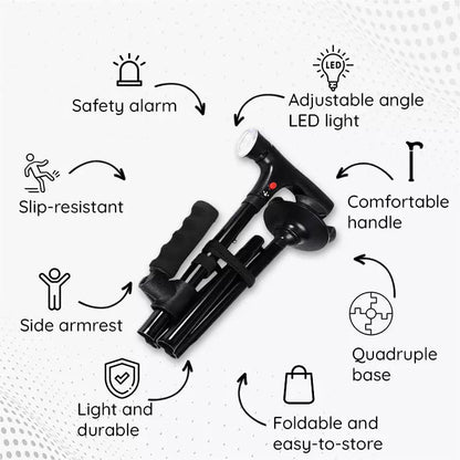 Compact Folding LED Walking Stick