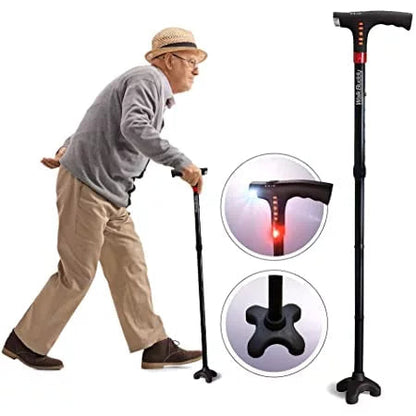 Compact Folding LED Walking Stick - Lusomart