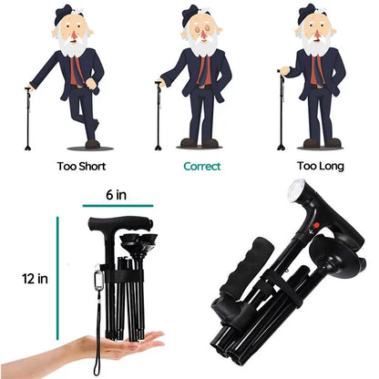Compact Folding LED Walking Stick
