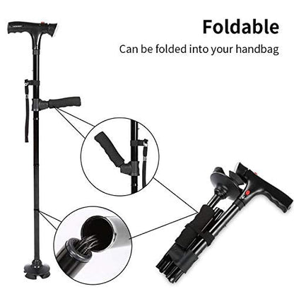 Portable LED Folding Walking Stick for Daily Support