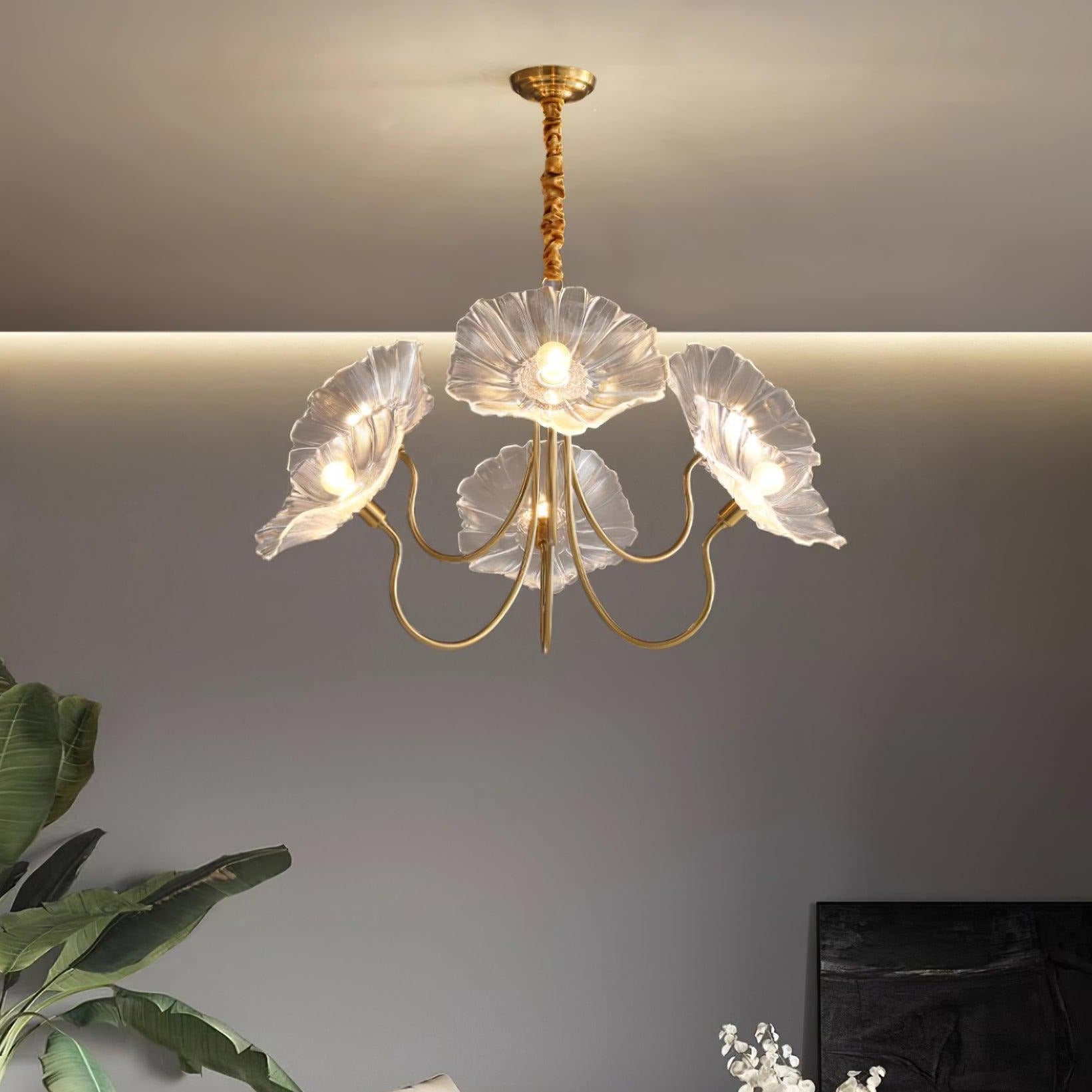 Elegant Glass Floral Pendant Light Fixture - Lusomart