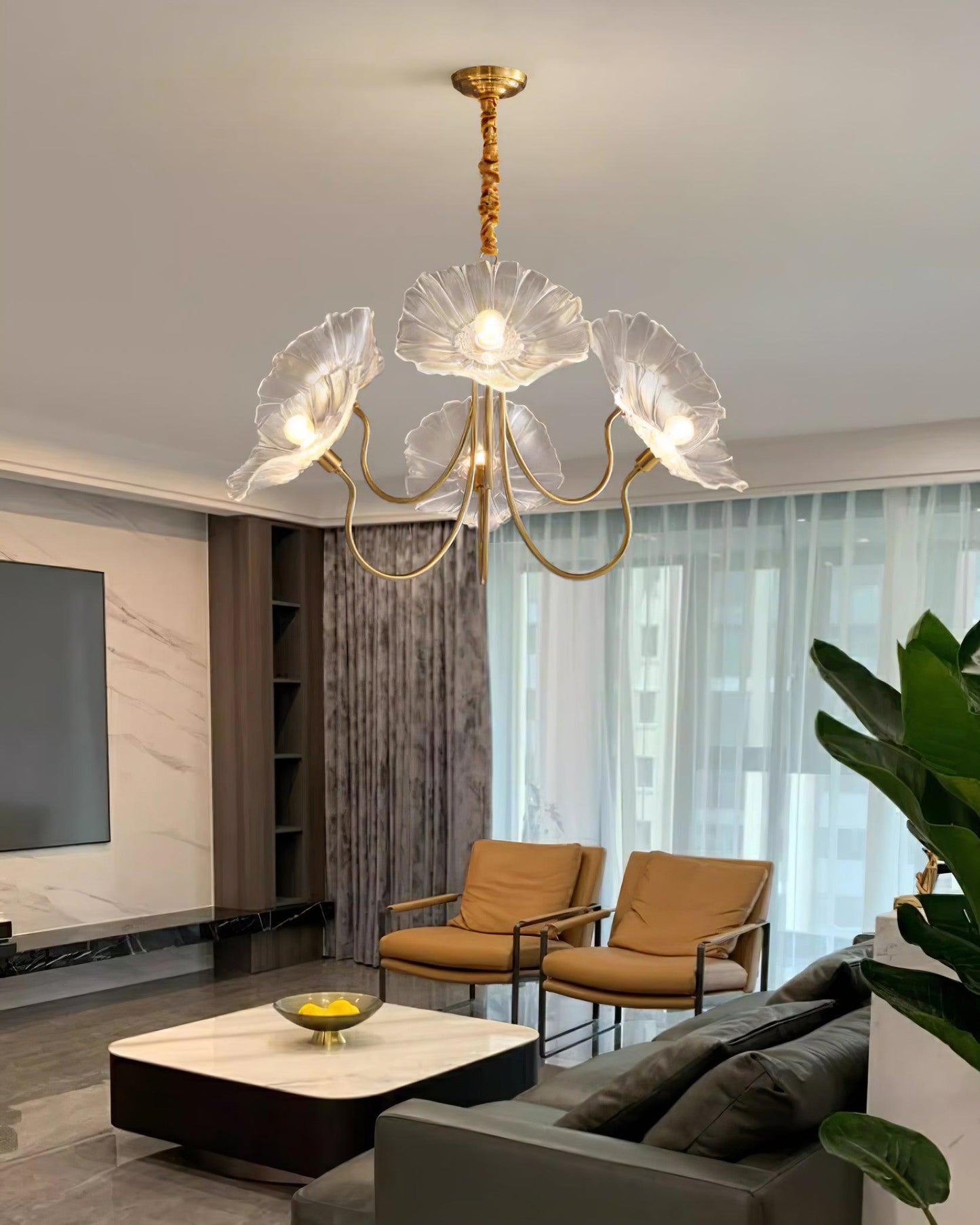 Elegant Glass Floral Pendant Light Fixture