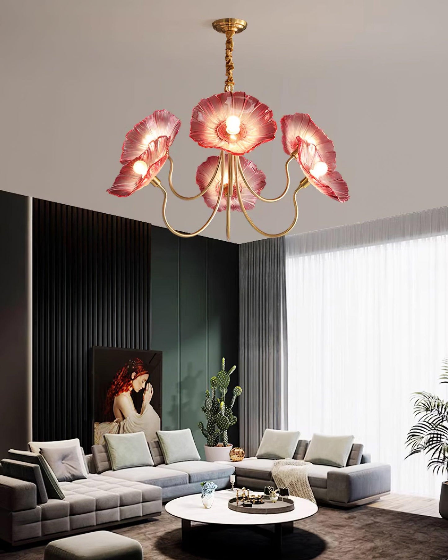 Elegant Glass Floral Pendant Light Fixture