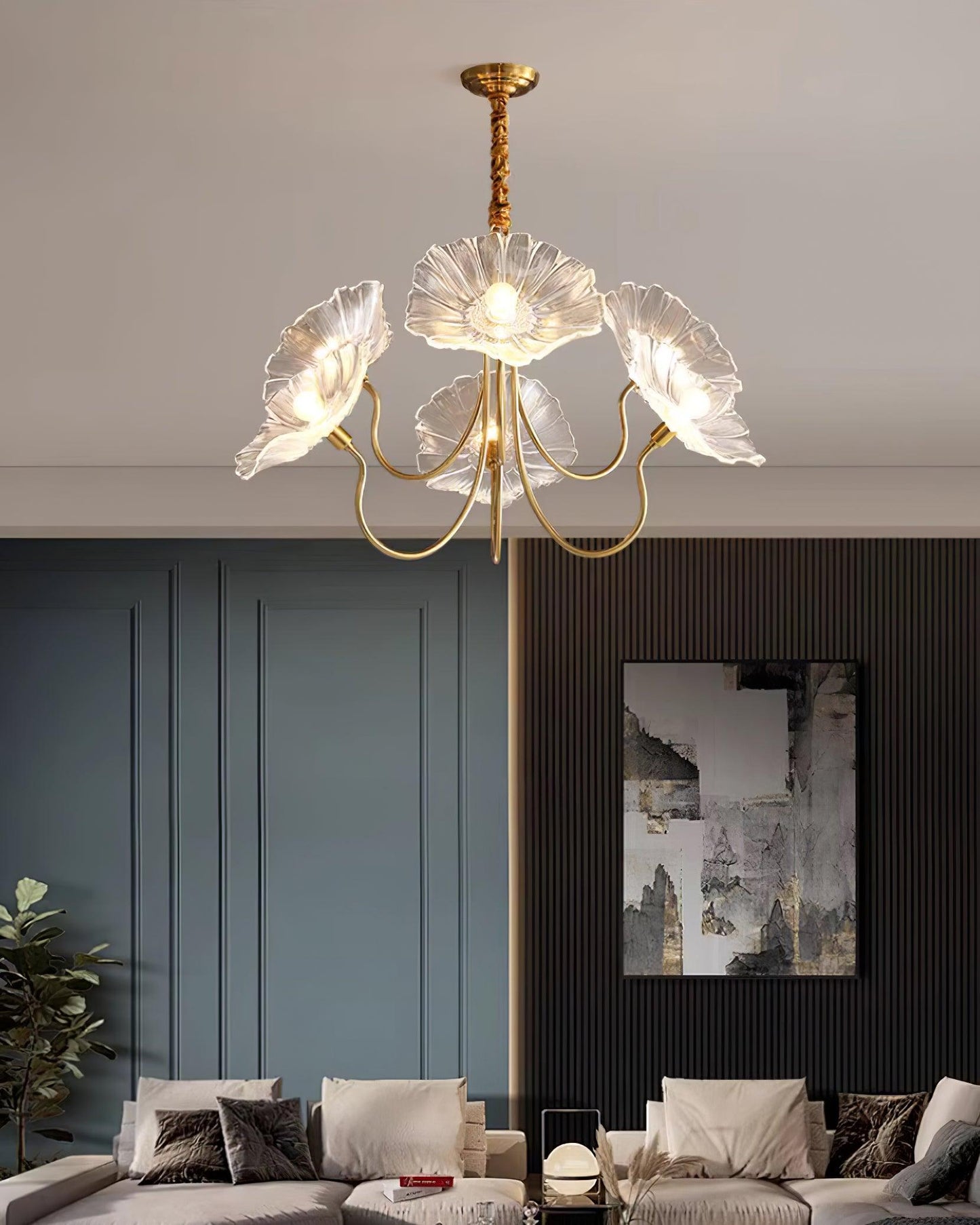 Elegant Glass Floral Pendant Light Fixture