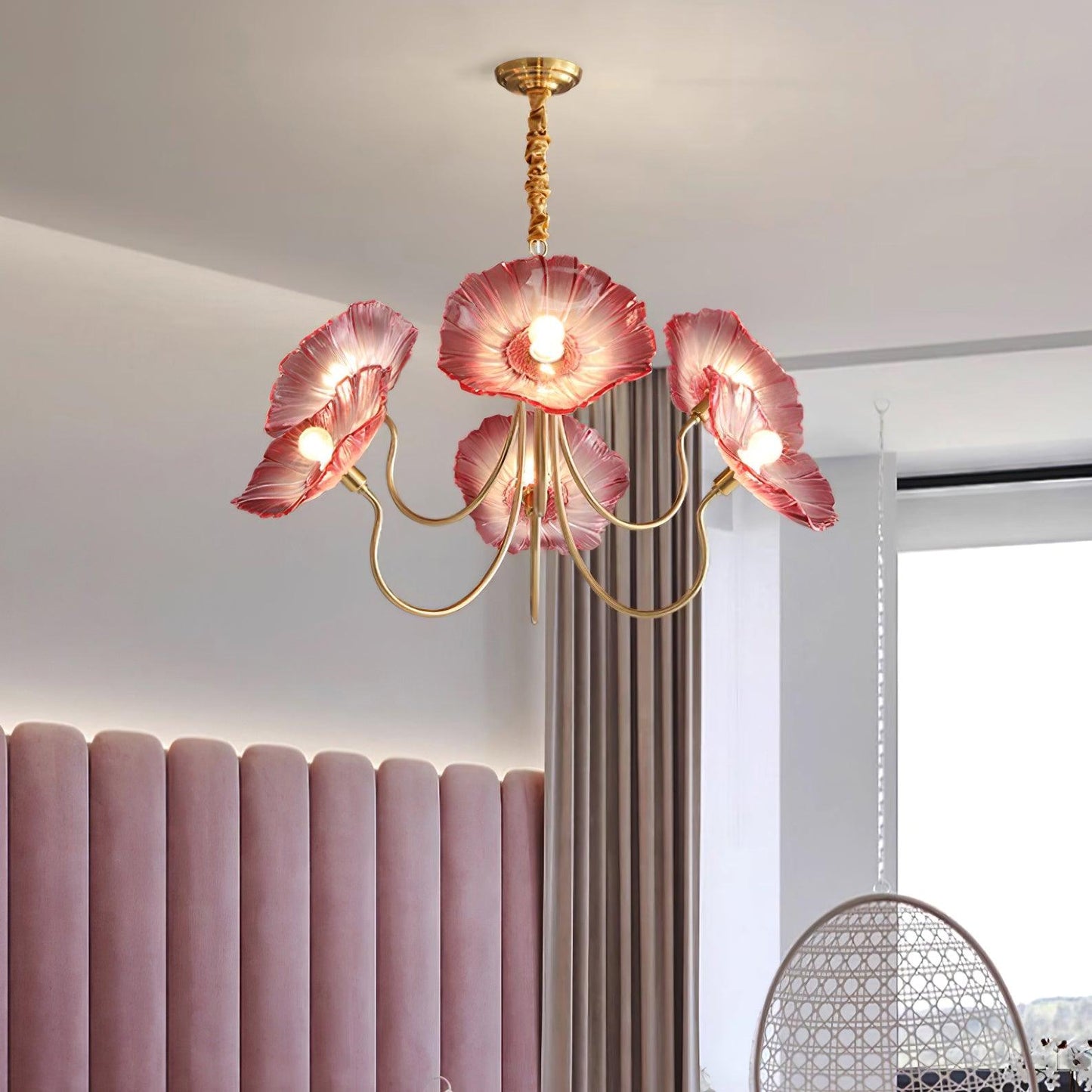 Elegant Glass Floral Pendant Light Fixture