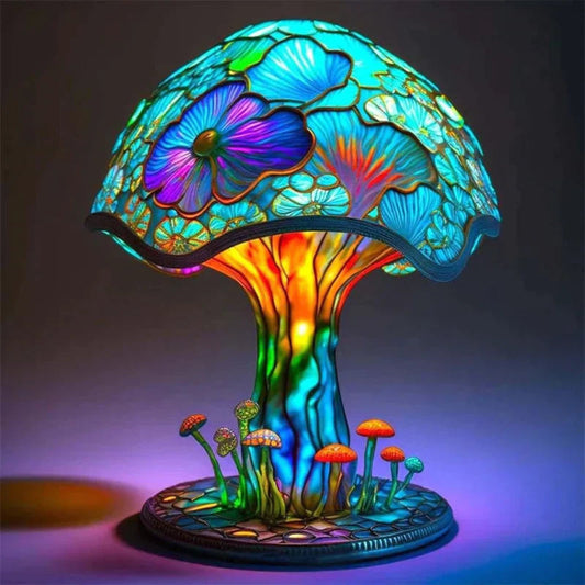 Elegant Glass LED Mushroom Table Lamp Decor Accent - Lusomart