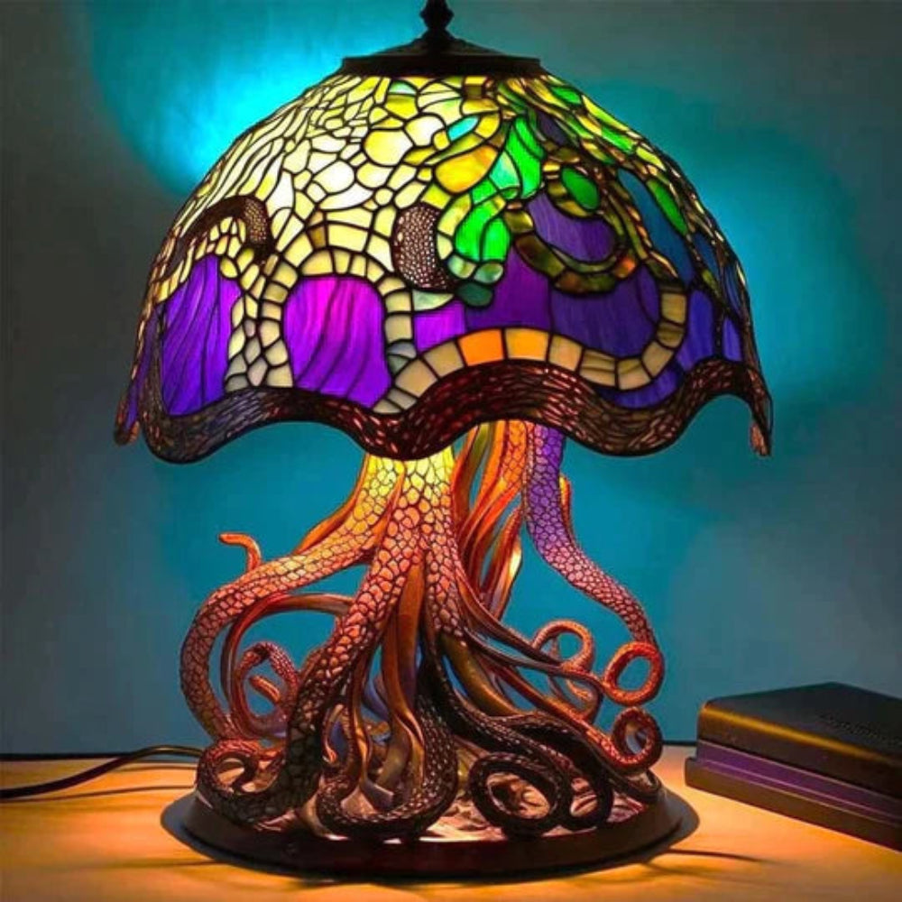 Mushroom Design Stained Glass Table Lamp for Bedside or Desk Use 10