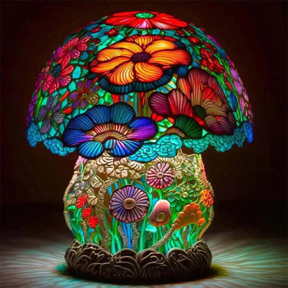 Mushroom Design Stained Glass Table Lamp for Bedside or Desk Use 9