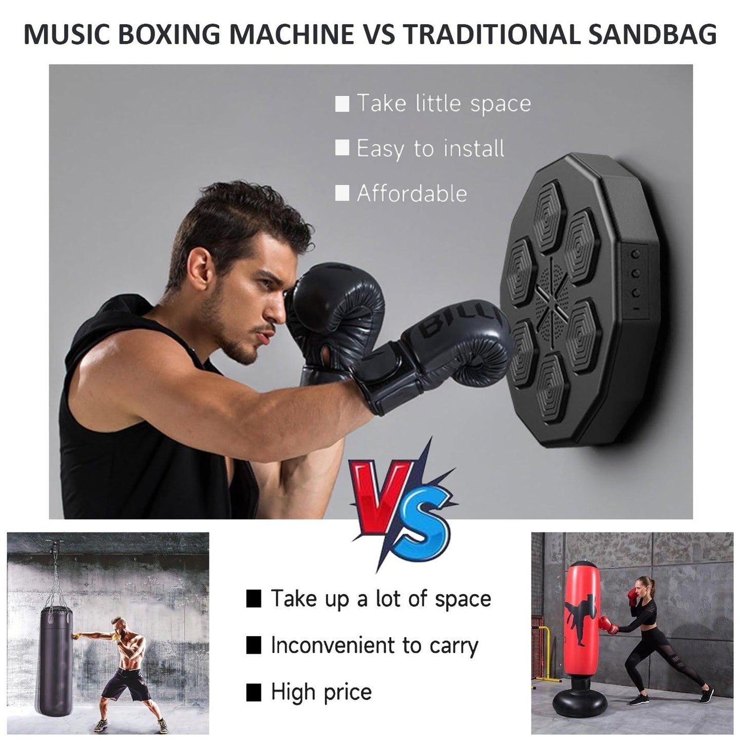Music Boxing Machine UK - Wall Mounted Music Punching Machine Bluetooth Smart Boxing Workout Indoor React Exercise Machine 2