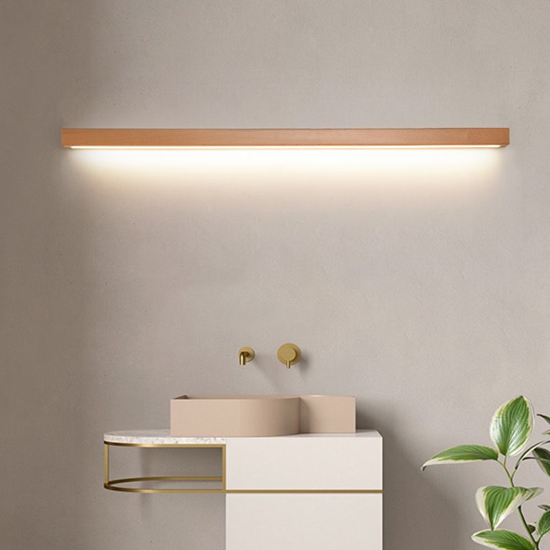 Slim Wooden Frame Bathroom Wall Light Mirror Lamp