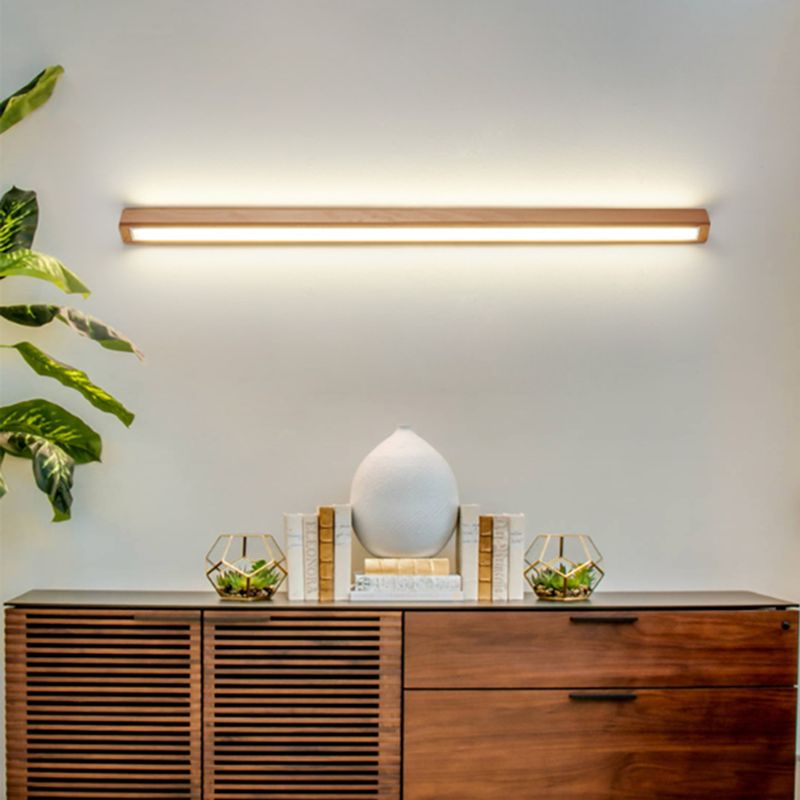 Slim Wooden Frame Bathroom Wall Light Mirror Lamp