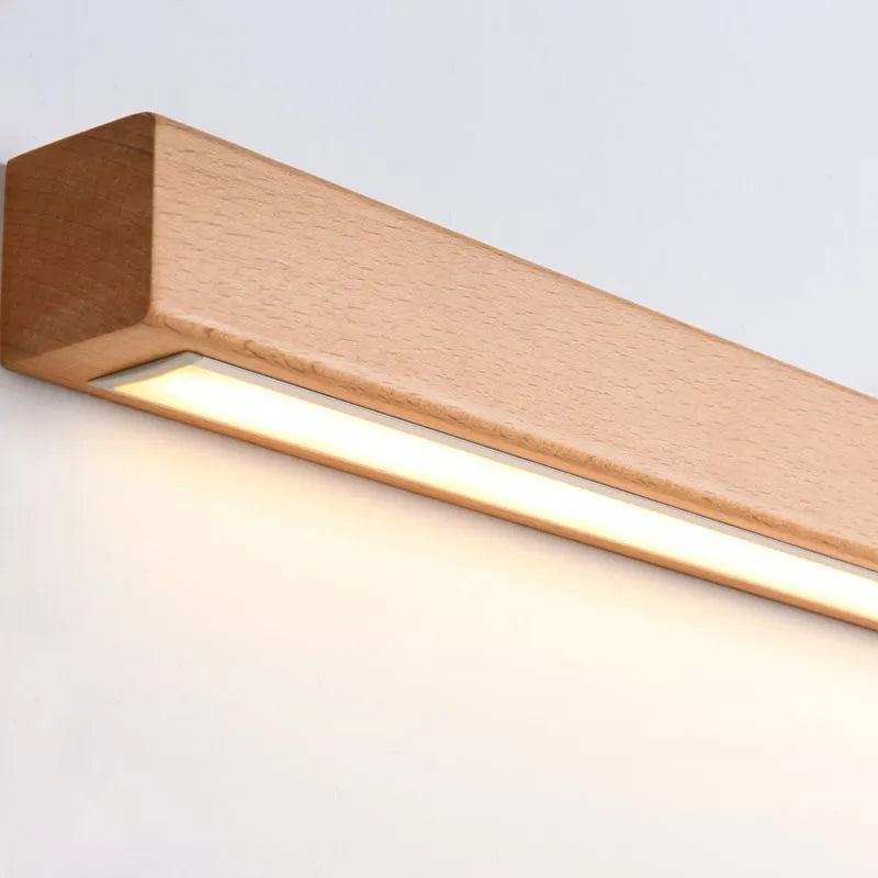 Slim Wooden Frame Bathroom Wall Light Mirror Lamp