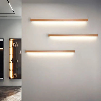 Slim Wooden Frame Bathroom Wall Light Mirror Lamp