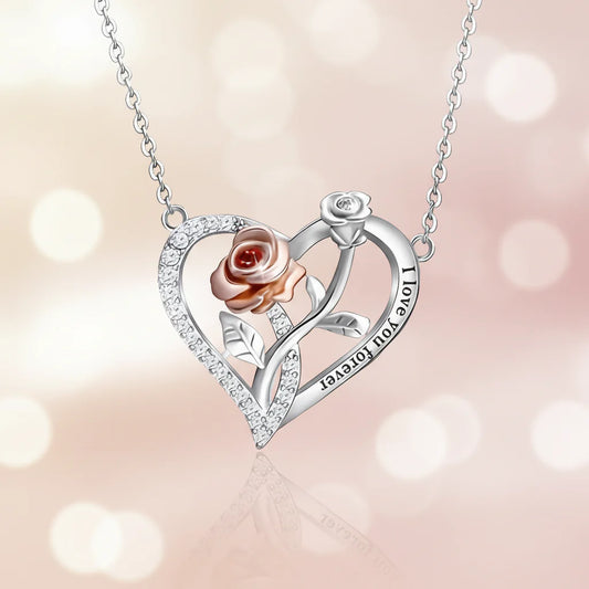 Lovely Heart Shaped Silver Necklace For Her - Lusomart