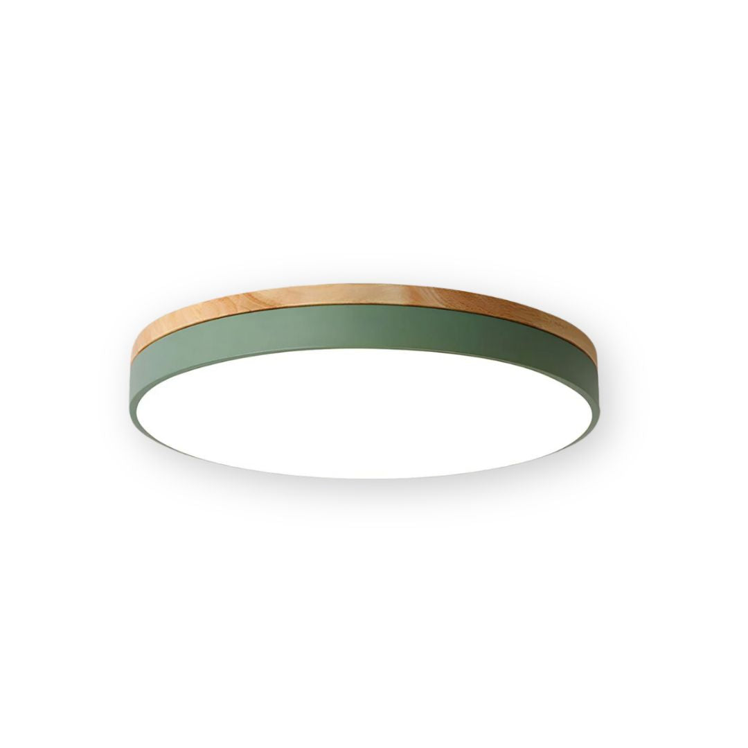 Naturalis | Elegant Warm Wood and Green Round Ceiling Lamp 1