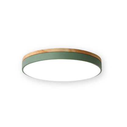 Naturalis | Elegant Warm Wood and Green Round Ceiling Lamp 1