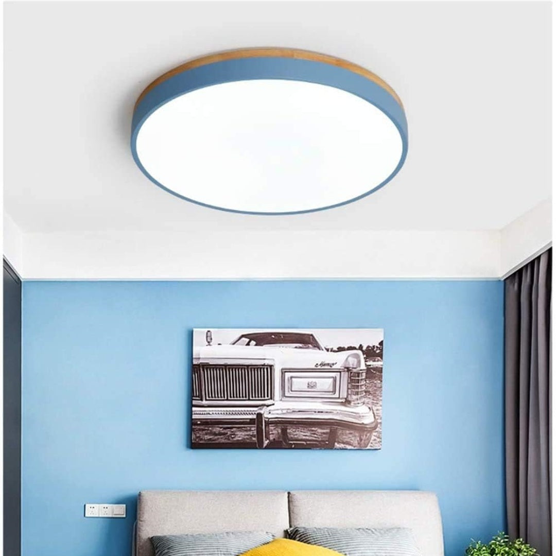 Naturalis | Elegant Warm Wood and Green Round Ceiling Lamp 10