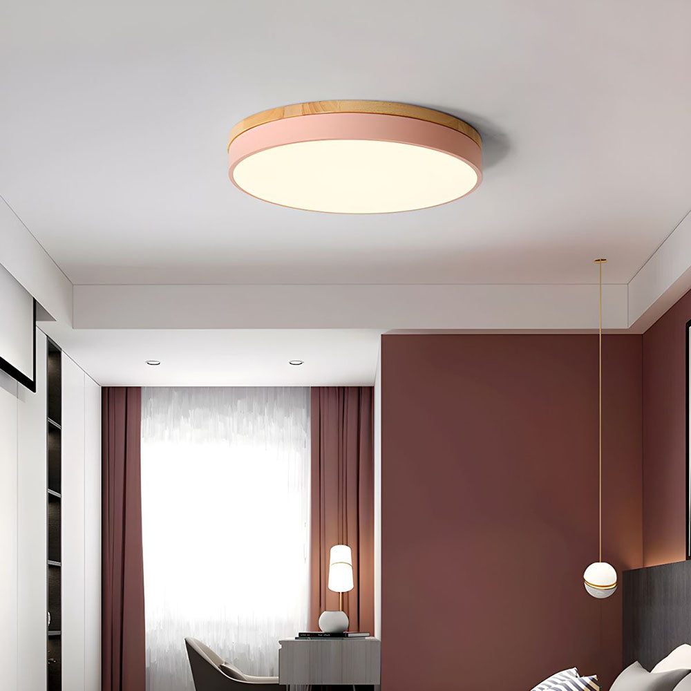 Naturalis | Elegant Warm Wood and Green Round Ceiling Lamp 12
