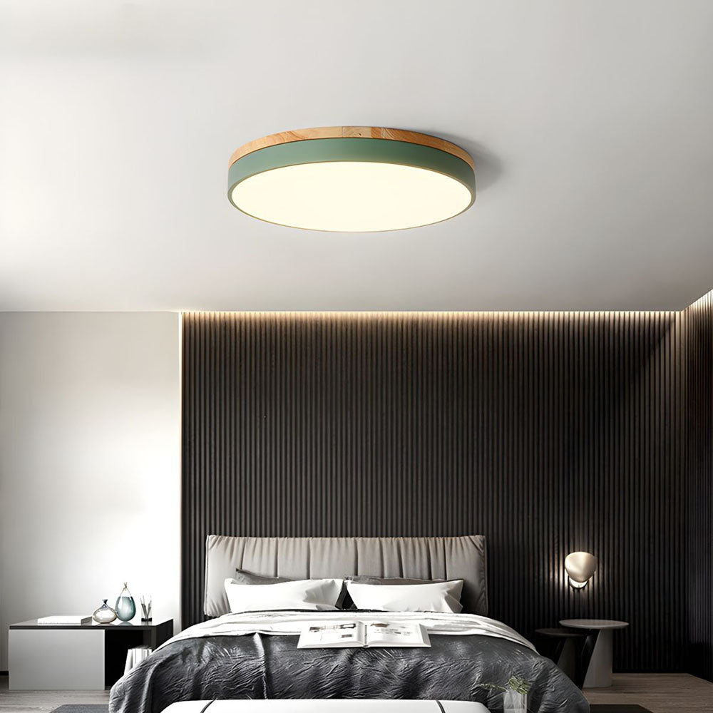 Naturalis | Elegant Warm Wood and Green Round Ceiling Lamp 13