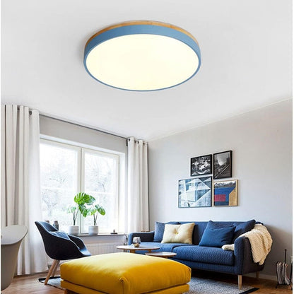 Naturalis | Elegant Warm Wood and Green Round Ceiling Lamp 15
