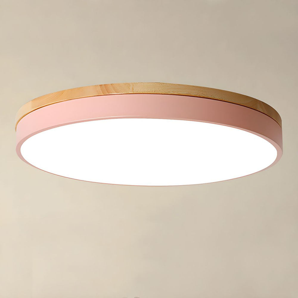 Naturalis | Elegant Warm Wood and Green Round Ceiling Lamp 16