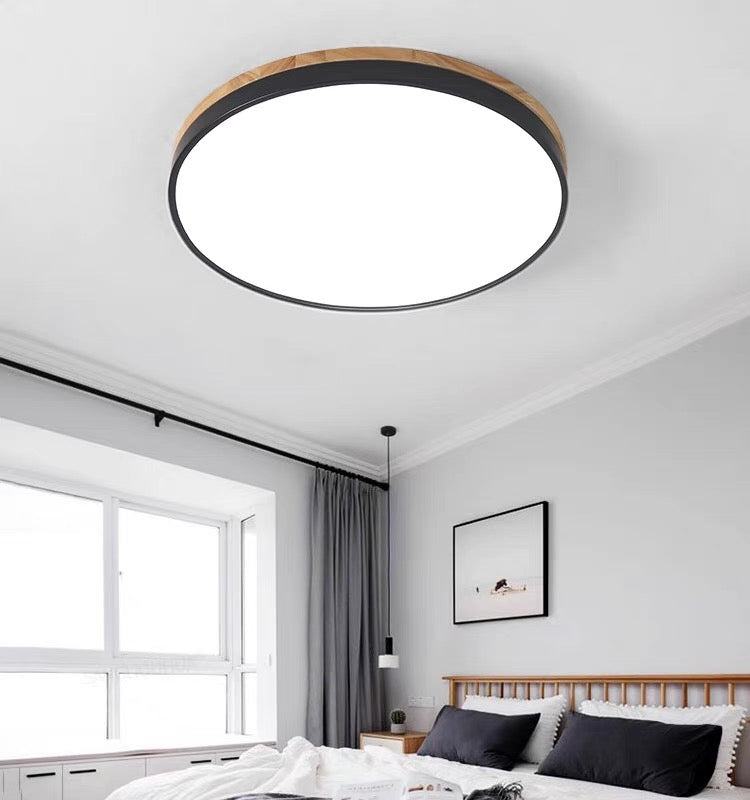 Naturalis | Elegant Warm Wood and Green Round Ceiling Lamp 18