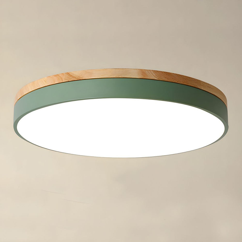 Naturalis | Elegant Warm Wood and Green Round Ceiling Lamp 2
