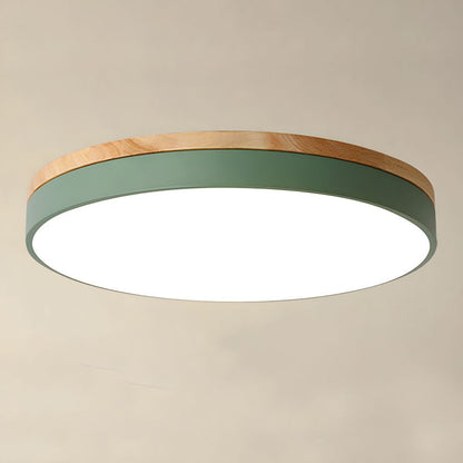 Naturalis | Elegant Warm Wood and Green Round Ceiling Lamp 2