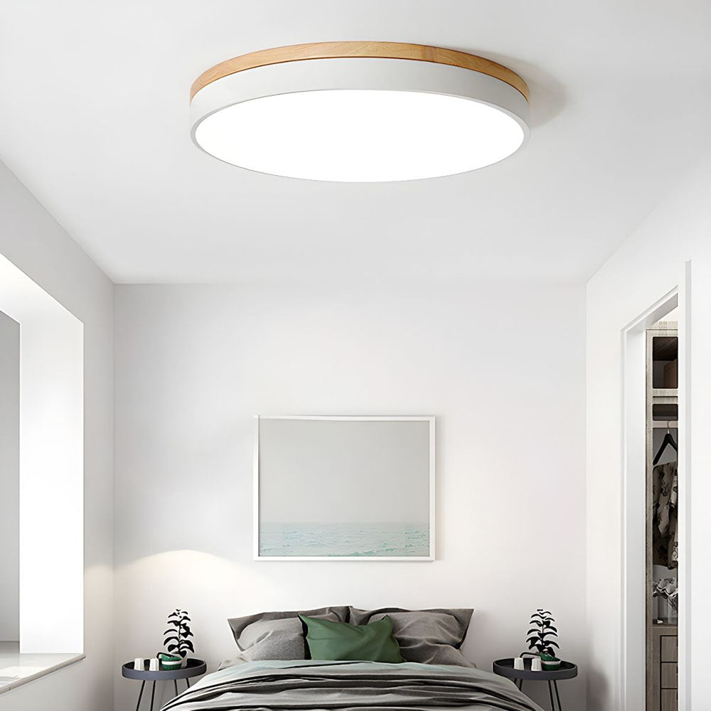 Naturalis | Elegant Warm Wood and Green Round Ceiling Lamp 3