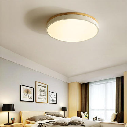 Naturalis | Elegant Warm Wood and Green Round Ceiling Lamp 4