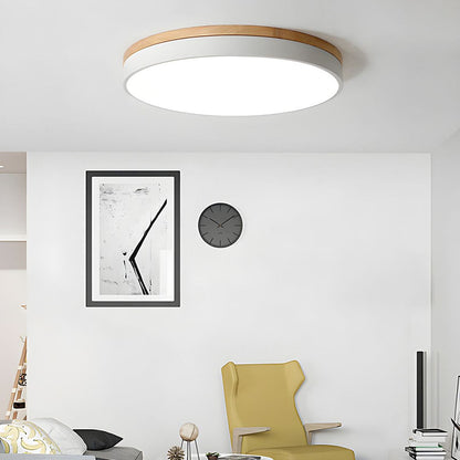 Naturalis | Elegant Warm Wood and Green Round Ceiling Lamp 5