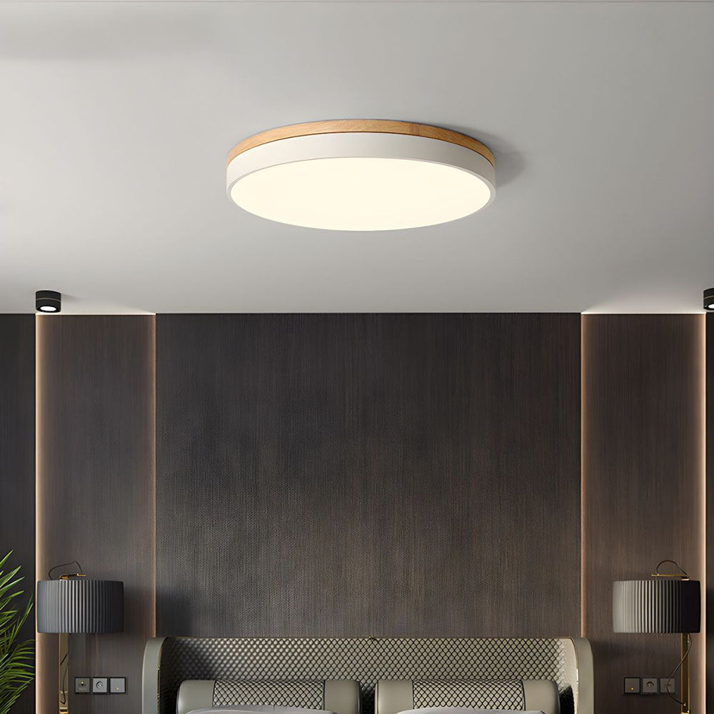 Naturalis | Elegant Warm Wood and Green Round Ceiling Lamp 7